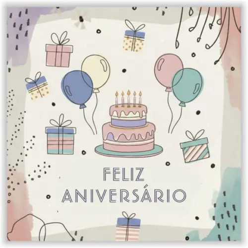 Cartão de Aniversário Personalizado. 15x15cm. Pct. c/ 12un