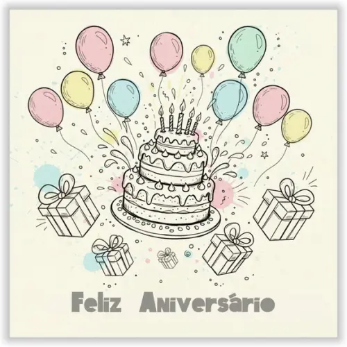 Cartão de Aniversário Personalizado. 15x15cm. Pct. c/ 12un
