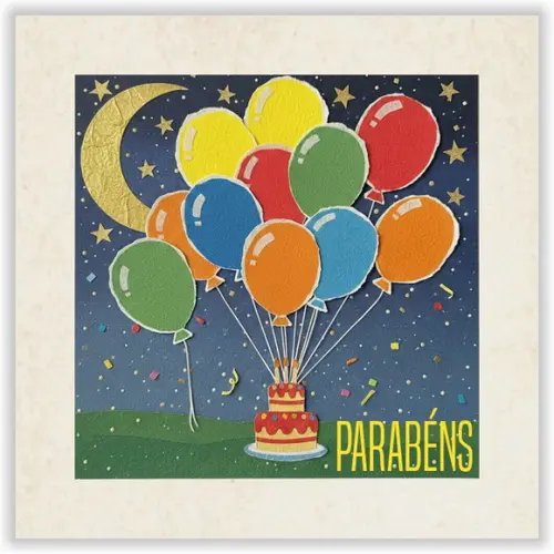 Cartão de Aniversário Personalizado. 15x15cm. Pct. c/ 12un
