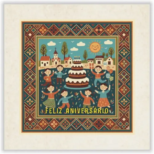 Cartão de Aniversário Personalizado. 15x15cm. Pct. c/ 12un