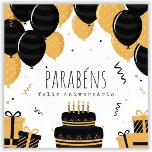 Cartão de Aniversário Personalizado. 15x15cm. Pct. c/ 12un