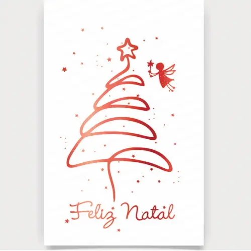 Cartão de Natal Person Branco com Hotstamp Vermelho 30-011