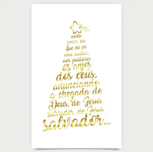 Cartão de Natal Person. Branco com Dourado 30,036