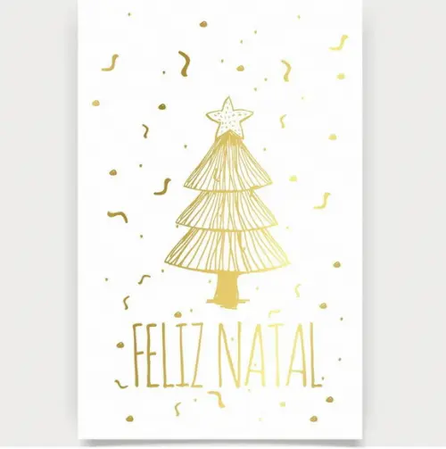 Cartão de Natal Person. com Dobra, Hotstamp Dourado 30-008
