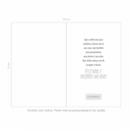 Cartão de Natal Person. com Dobra, Hotstamp Dourado 30-008