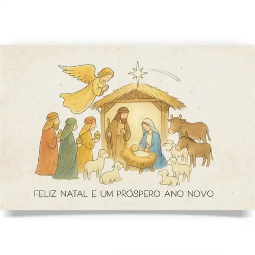 Cartão de Natal Person. com Dobra, Reciclado + Cor 40-018