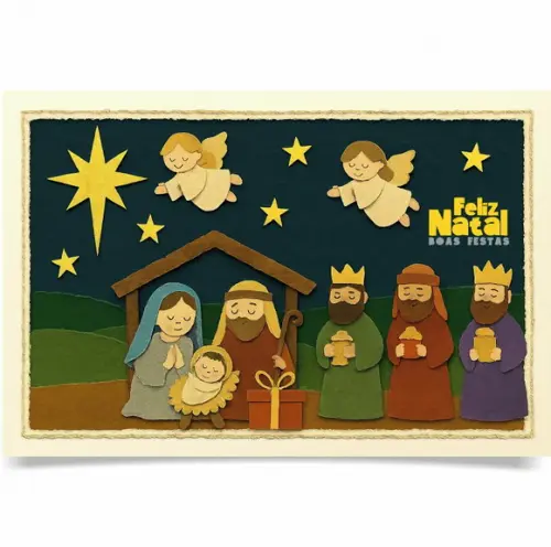 Cartão de Natal Personalizado com Dobra