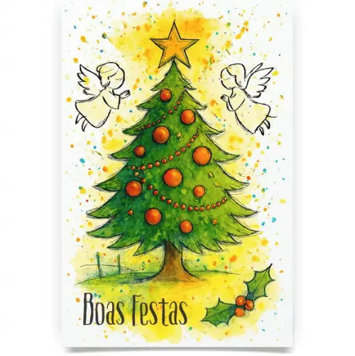 Cartão de Natal Personalizado com Dobra