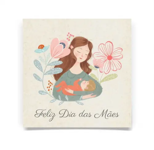 Cartão Dia das Mães, com Dobra, Quadrado. M3
