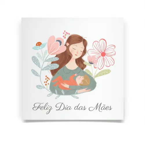 Cartão Dia das Mães, com Dobra, Quadrado. M3