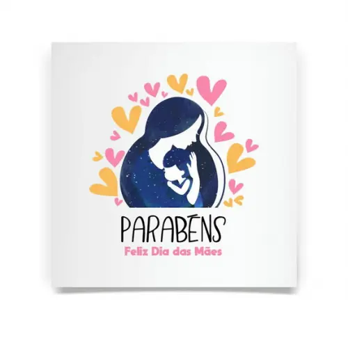 Cartão Dia das Mães, com Dobra, Quadrado. M5