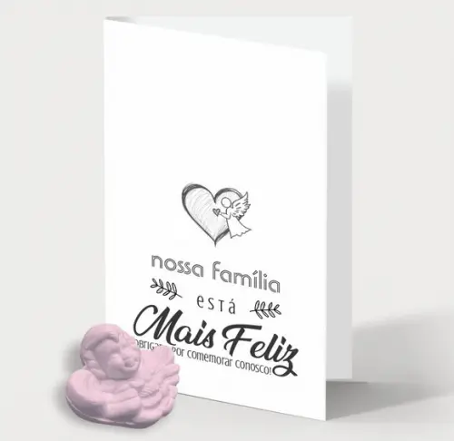 Cartão Maternidade Person. c/ Aplique Mini Sabonete Anjinho