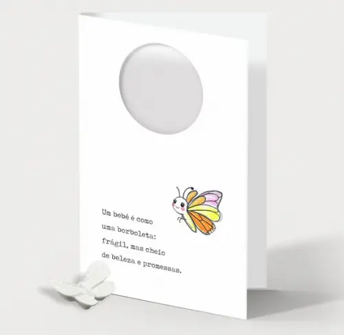 Cartão Maternidade Personalizado c/ Aplique Borboleta.