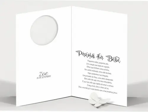 Cartão Maternidade Personalizado c/ Aplique Borboleta.