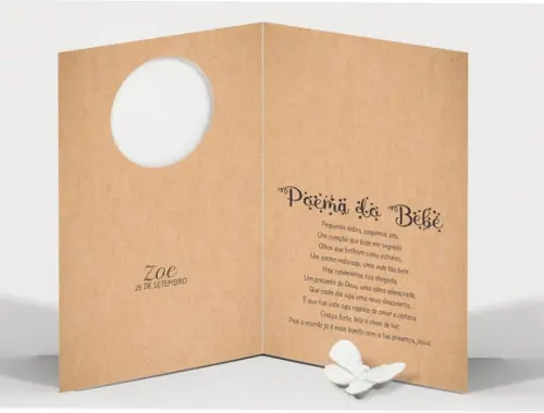 Cartão Maternidade Personalizado c/ Aplique Borboleta.