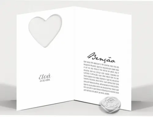Cartão Maternidade Personalizado c/ Aplique Mini Flor Branca