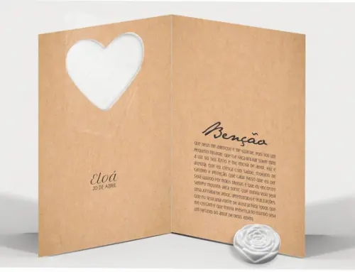 Cartão Maternidade Personalizado c/ Aplique Mini Flor Branca