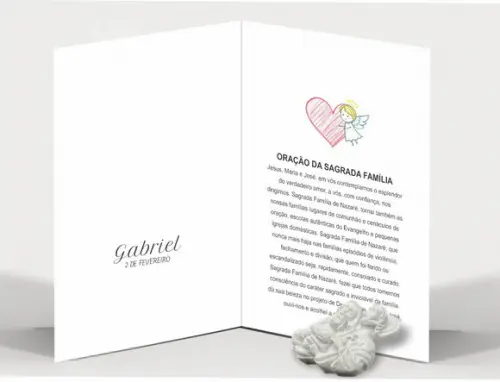 Cartão Maternidade Personalizado c/ Aplique Sagrada Família.