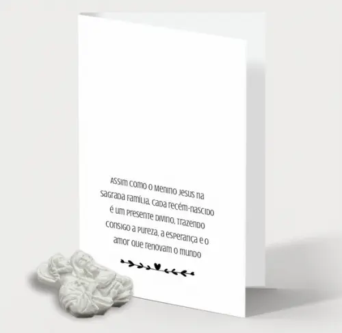 Cartão Maternidade Personalizado c/ Aplique Sagrada Família.