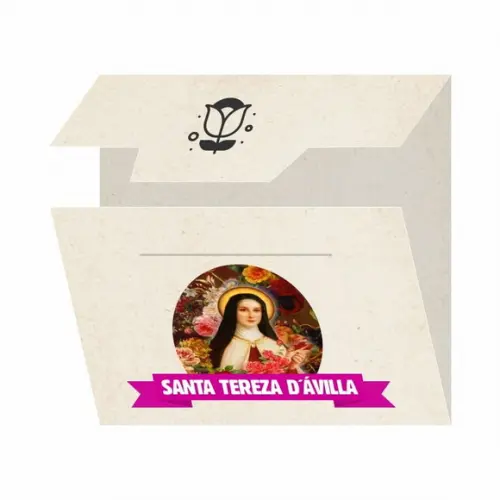 Cartão Person. + Medalhinha de Santa Terezinha das Rosas
