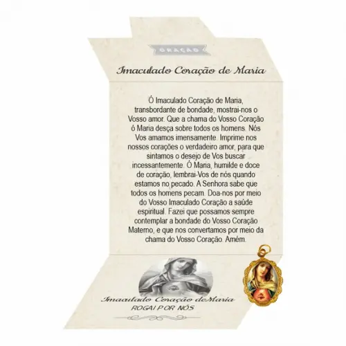 Cartão Person. + Medalhinha do Imaculado Coração de Maria