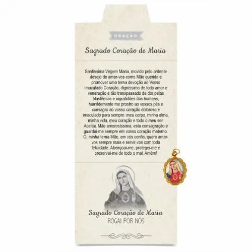 Cartão Person. + Medalhinha do Sagrado Coração de Maria