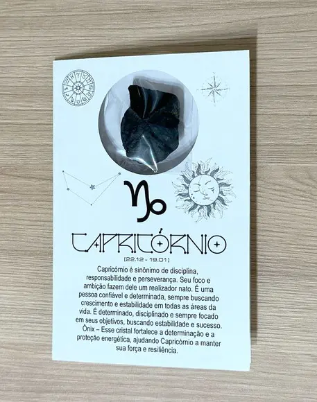 Cartão Person. Capricórnio + Ônix. Pct c/ 12 Kits.