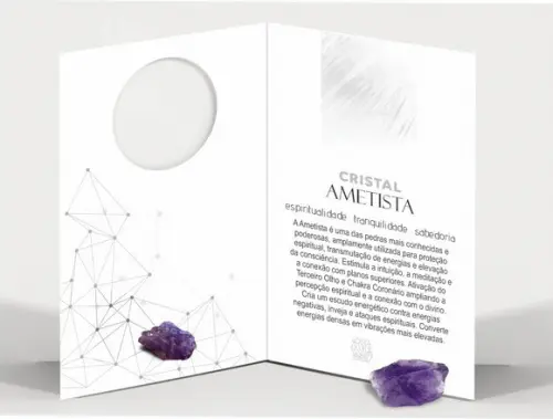Cartão Person. Signo Peixes + Ametista. Pct c/ 12 Kits.