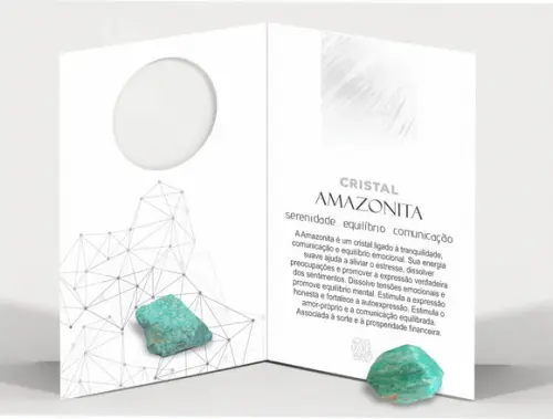 Cartão Person. Signo Virgem + Amazonita. Pct c/ 12 Kits.