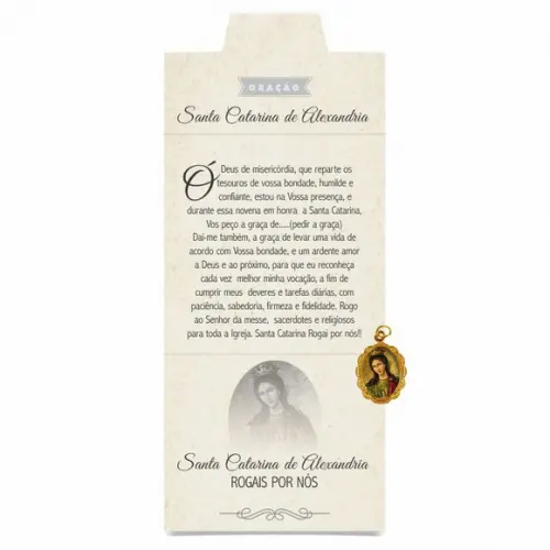 Cartão Personaliz. + Medalhinha Santa Catarina de Alexandria