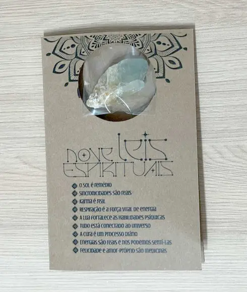 Cartão Personalizado + Cristal Água Marinha. Pct c/ 12 Kits.