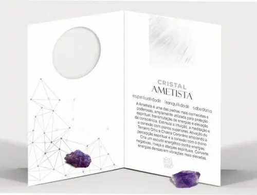 Cartão Personalizado + Cristal Ametista. Pct c/ 12 Kits.