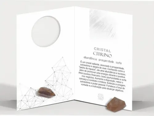 Cartão Personalizado + Cristal Citrino. Pct c/ 12 Kits.