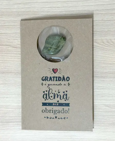 Cartão Personalizado + Cristal Jade. Pct c/ 12 Kits.