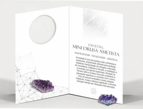 Cartão Personalizado + Cristal Mini Drusa Ametista. Kit C/12