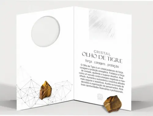 Cartão Personalizado + Cristal Olho de Tigre. Pct c/ 12 Kits