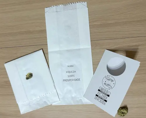 Cartão Personalizado + Cristal Pirita. Pct c/ 12 Kits.