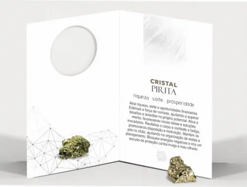 Cartão Personalizado + Cristal Pirita. Pct c/ 12 Kits.