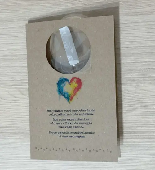 Cartão Personalizado + Cristal Selenita. Pct c/ 12 Kits.