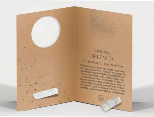 Cartão Personalizado + Cristal Selenita. Pct c/ 12 Kits.