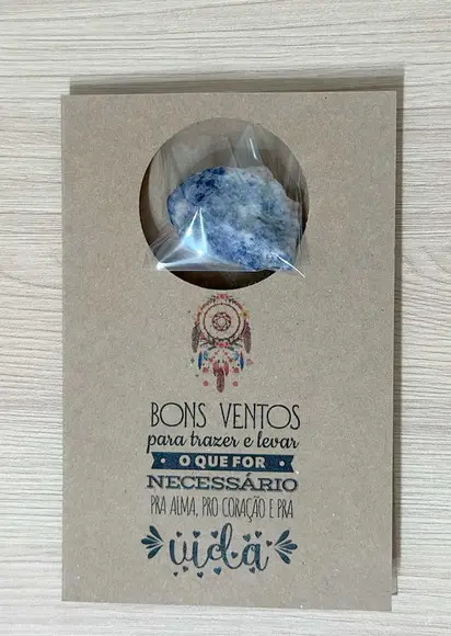 Cartão Personalizado + Cristal Sodalita. Pct c/ 12 Kits.