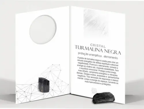 Cartão Personalizado + Cristal Turmalina Negra. Pct C/12kits