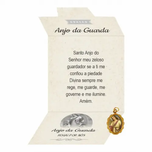 Cartão Personalizado + Medalhinha Anjo da Guarda