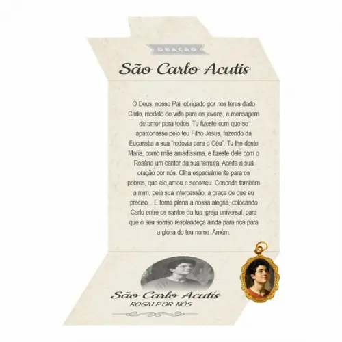 Cartão Personalizado + Medalhinha de Carlo Acutis
