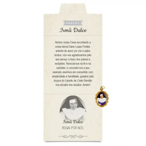 Cartão Personalizado + Medalhinha de Irmã Dulce