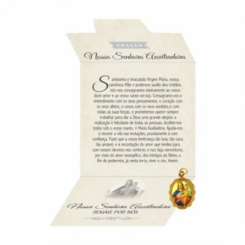 Cartão personalizado + medalhinha de N. Sra. Aparecida