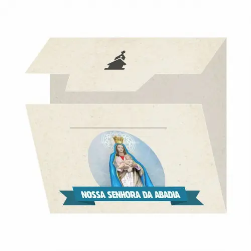 Cartão personalizado + medalhinha de N. Sra. da Abadia
