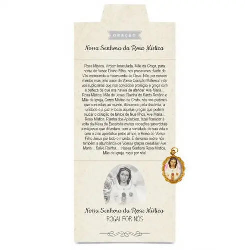 Cartão Personalizado + Medalhinha de N. Sra. da Rosa Mística