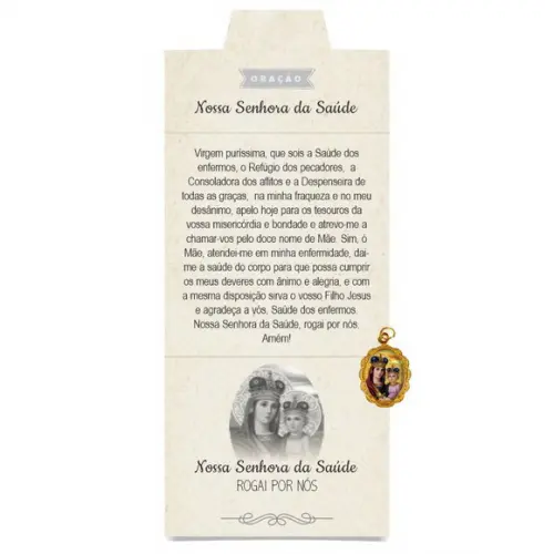 Cartão Personalizado + Medalhinha de N. Sra. da Saúde