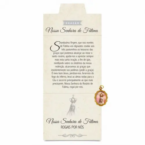 Cartão personalizado + medalhinha de N. Sra. de Fátima